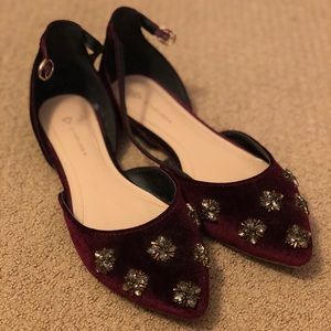 Velvet Ruby Flats with Embellishments